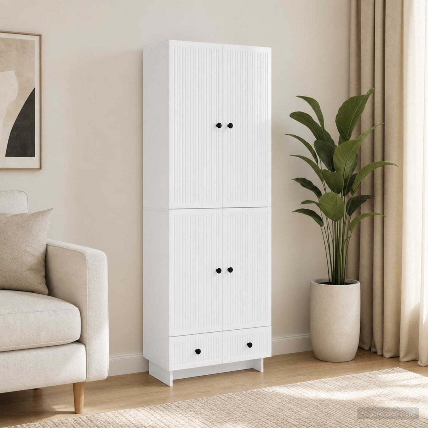 Cabinet Set 2 pcs High Gloss White 66 x 34.5 x 95 cm