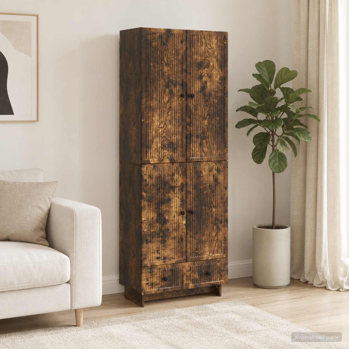 Cabinet Set 2 pcs Smoked Oak Engineered Wood