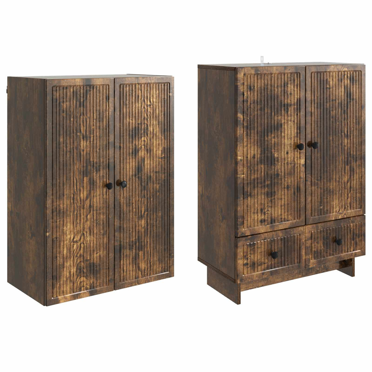 Cabinet Set 2 pcs Smoked Oak Engineered Wood