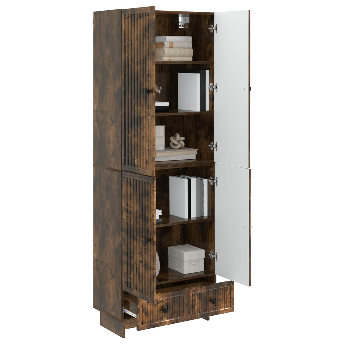 Cabinet Set 2 pcs Smoked Oak Engineered Wood