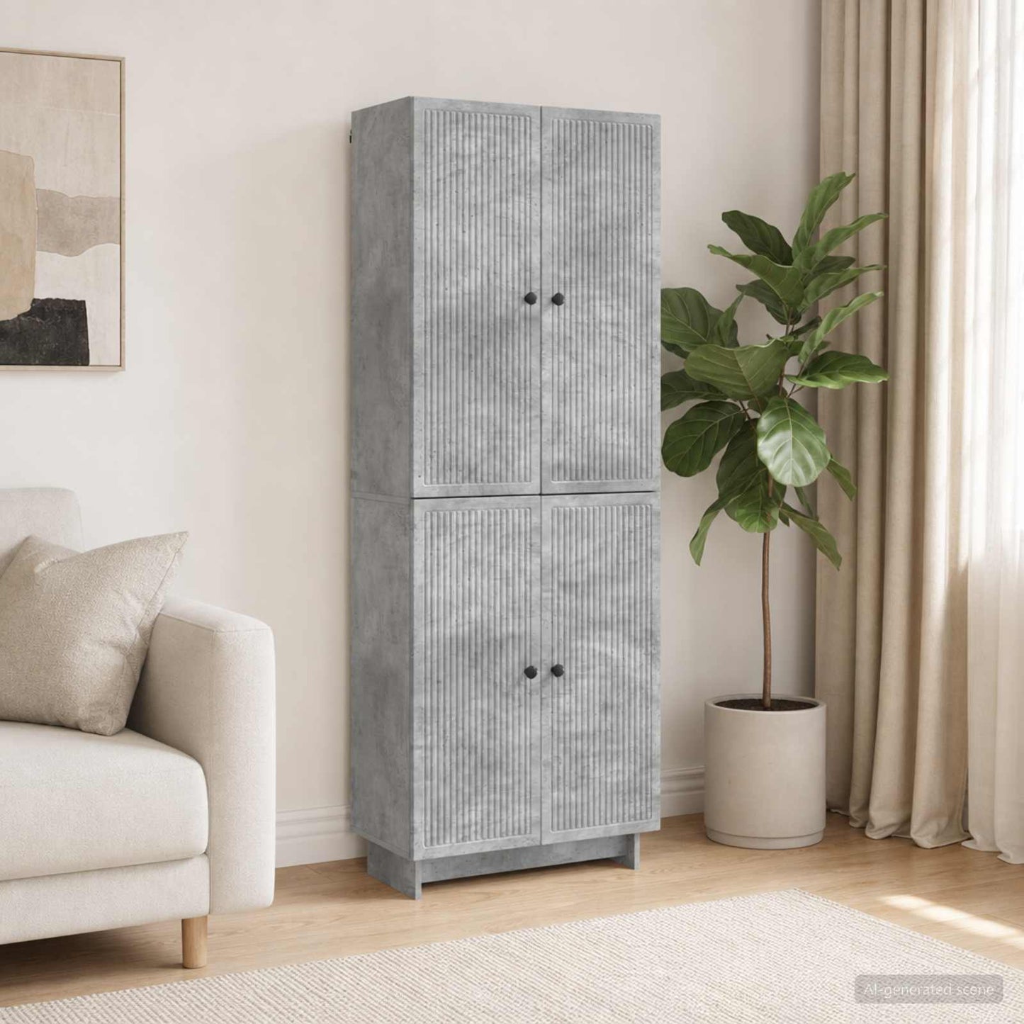 Cabinet Set 2 pcs Concrete Grey 66 x 34.5 x 90 cm
