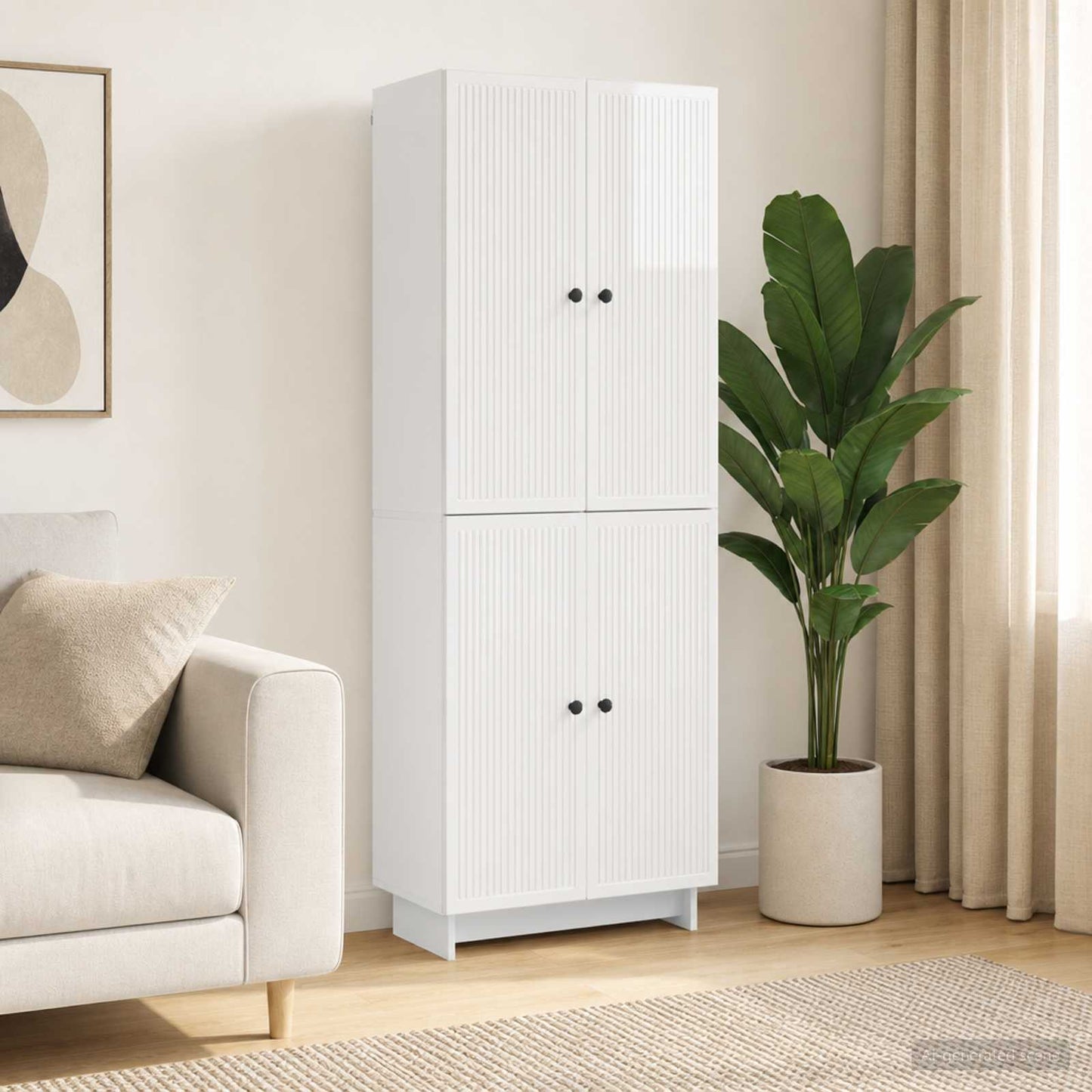 Cabinet Set 2 pcs High Gloss White 66 x 34.5 x 90 cm