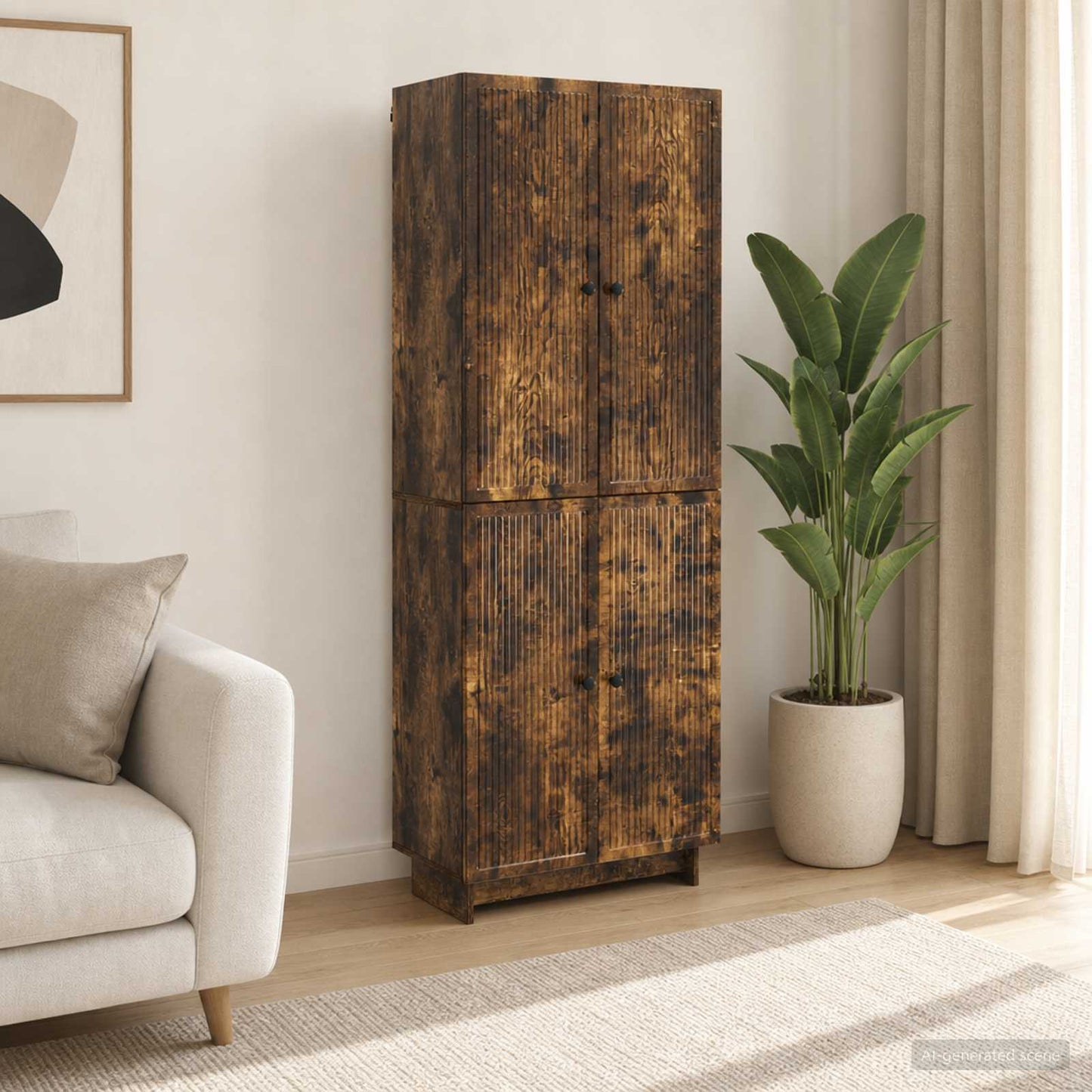 Cabinet Set 2 pcs Smoked Oak 66 x 34.5 x 90 cm Engineered Wood