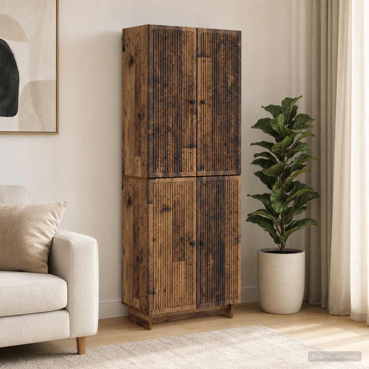 Cabinet Set 2 pcs Old Wood 66 x 34.5 x 90 cm Engineered Wood