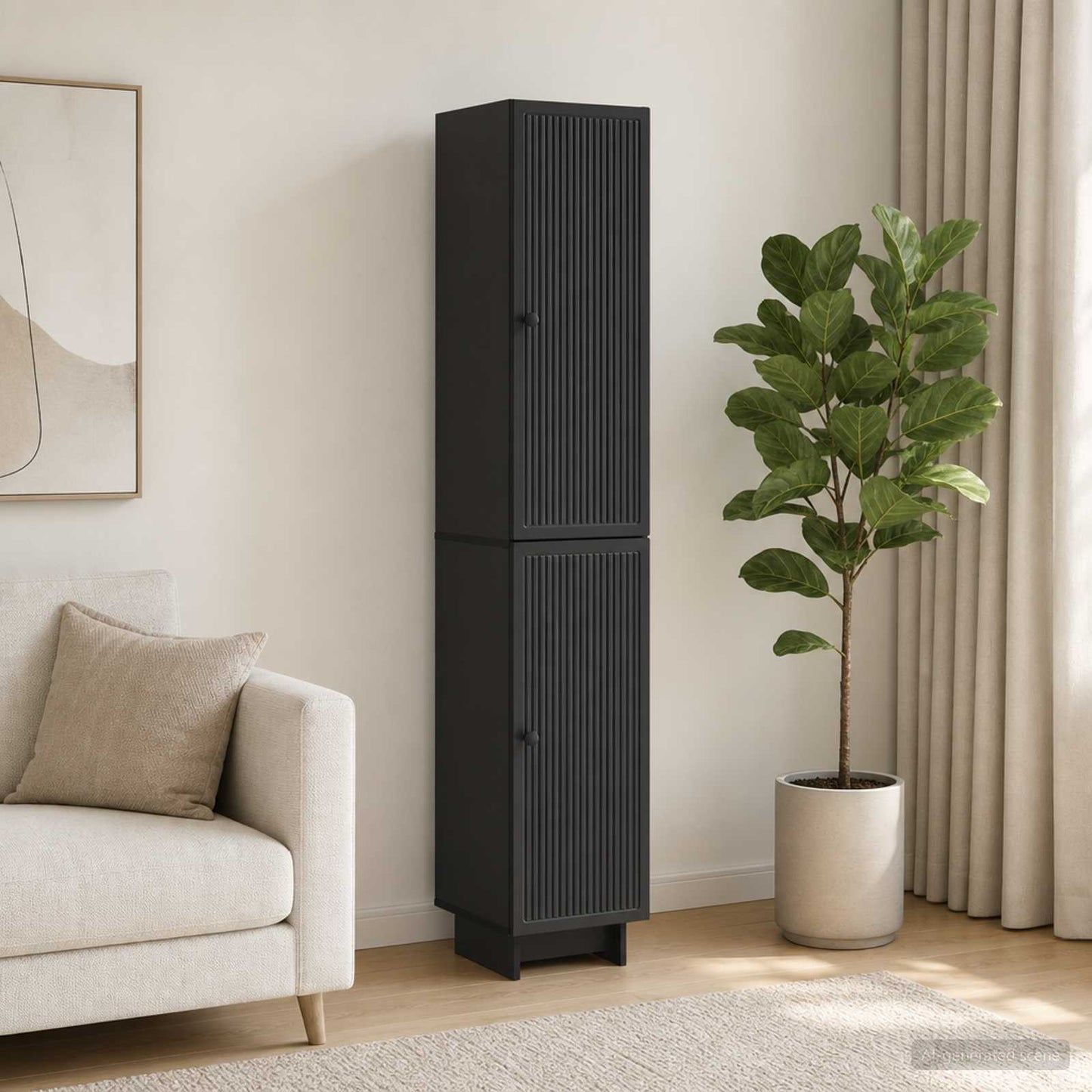Cabinet Set 2 pcs Black 34.5 x 33 x 90 cm Engineered Wood
