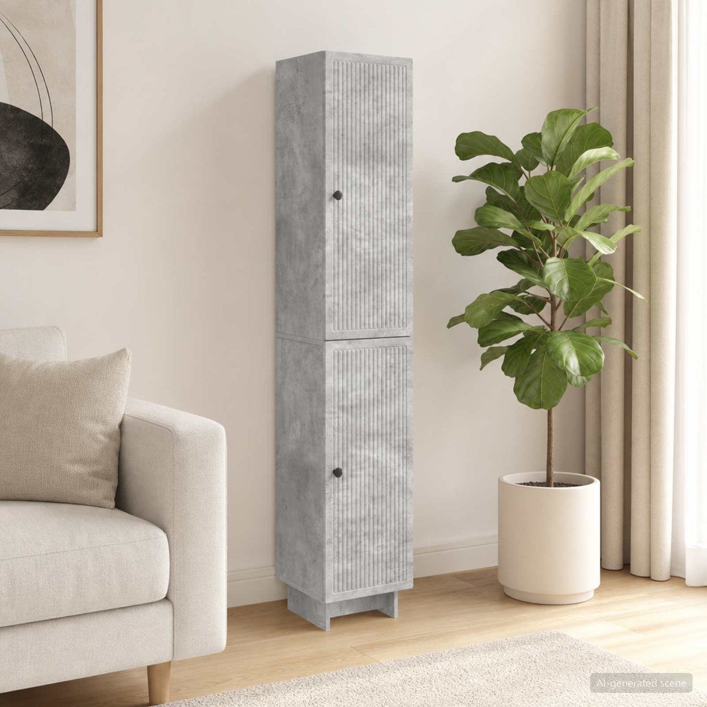 Cabinet Set 2 pcs Concrete Grey 34.5 x 33 x 90 cm