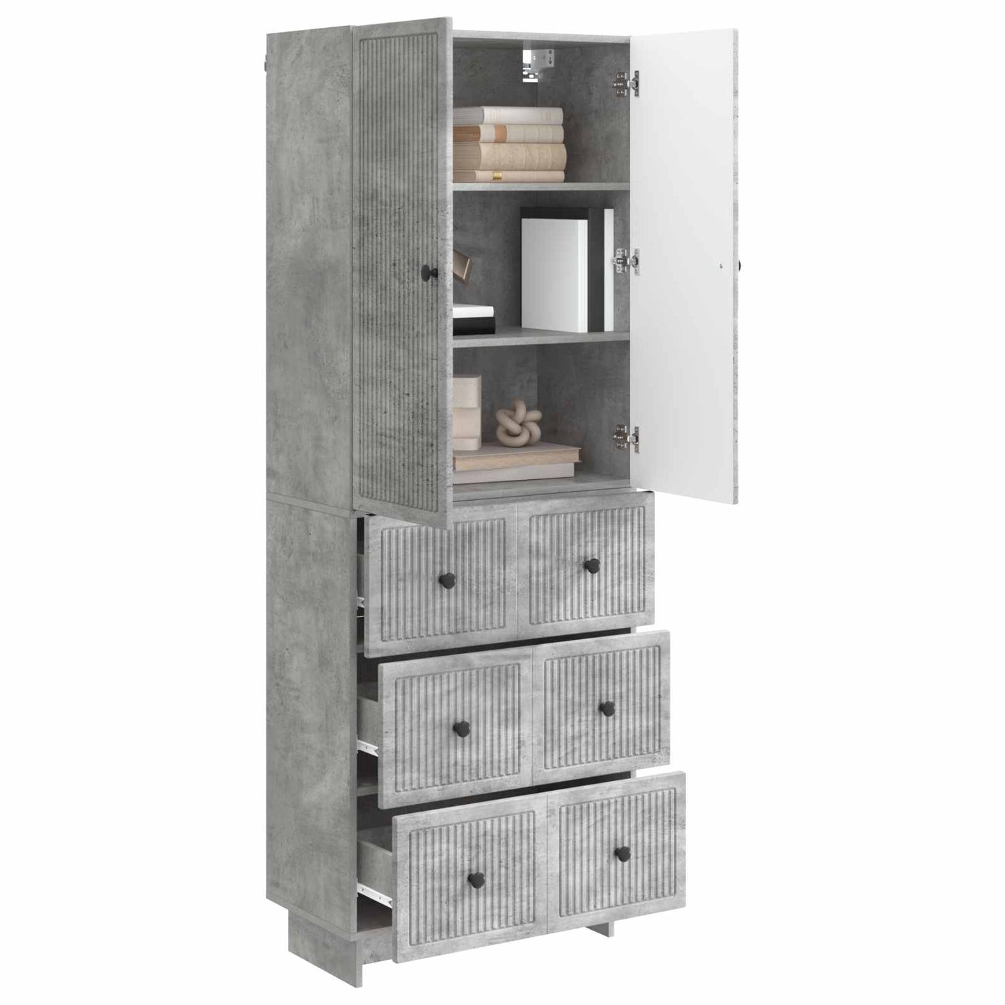 Cabinet Set 2 pcs Concrete Grey 66 x 34.5 x 90 cm
