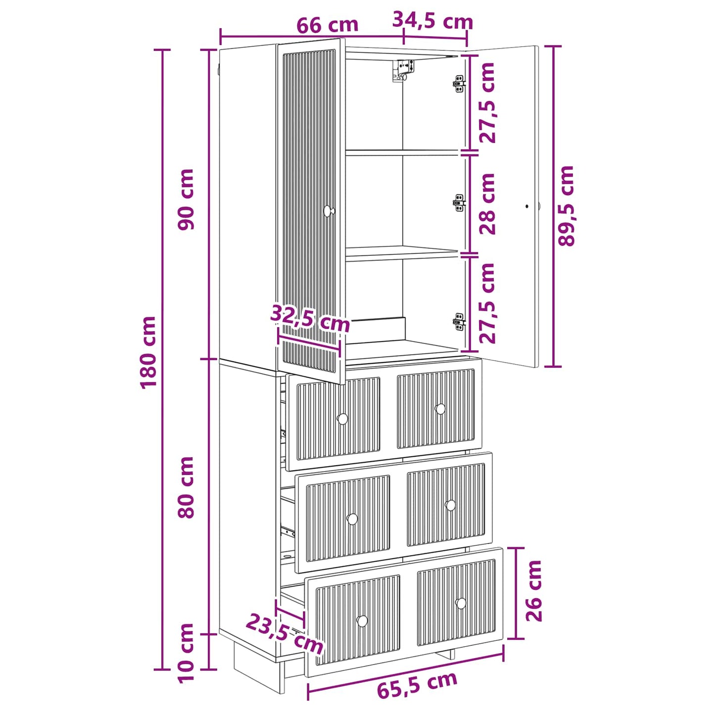 Cabinet Set 2 pcs Concrete Grey 66 x 34.5 x 90 cm