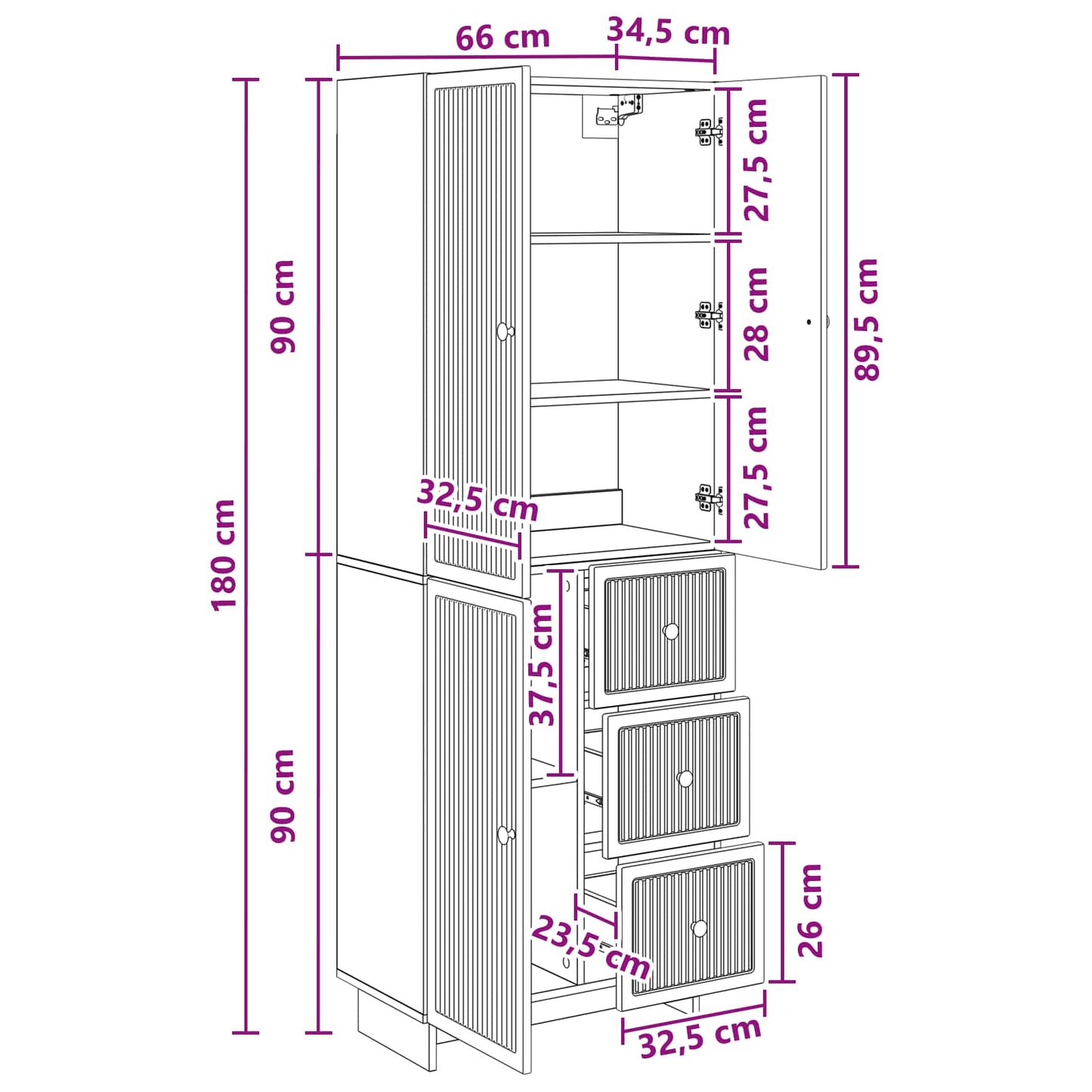Cabinet Set 2 pcs 66 x 34.5 x 90 cm Engineered Wood