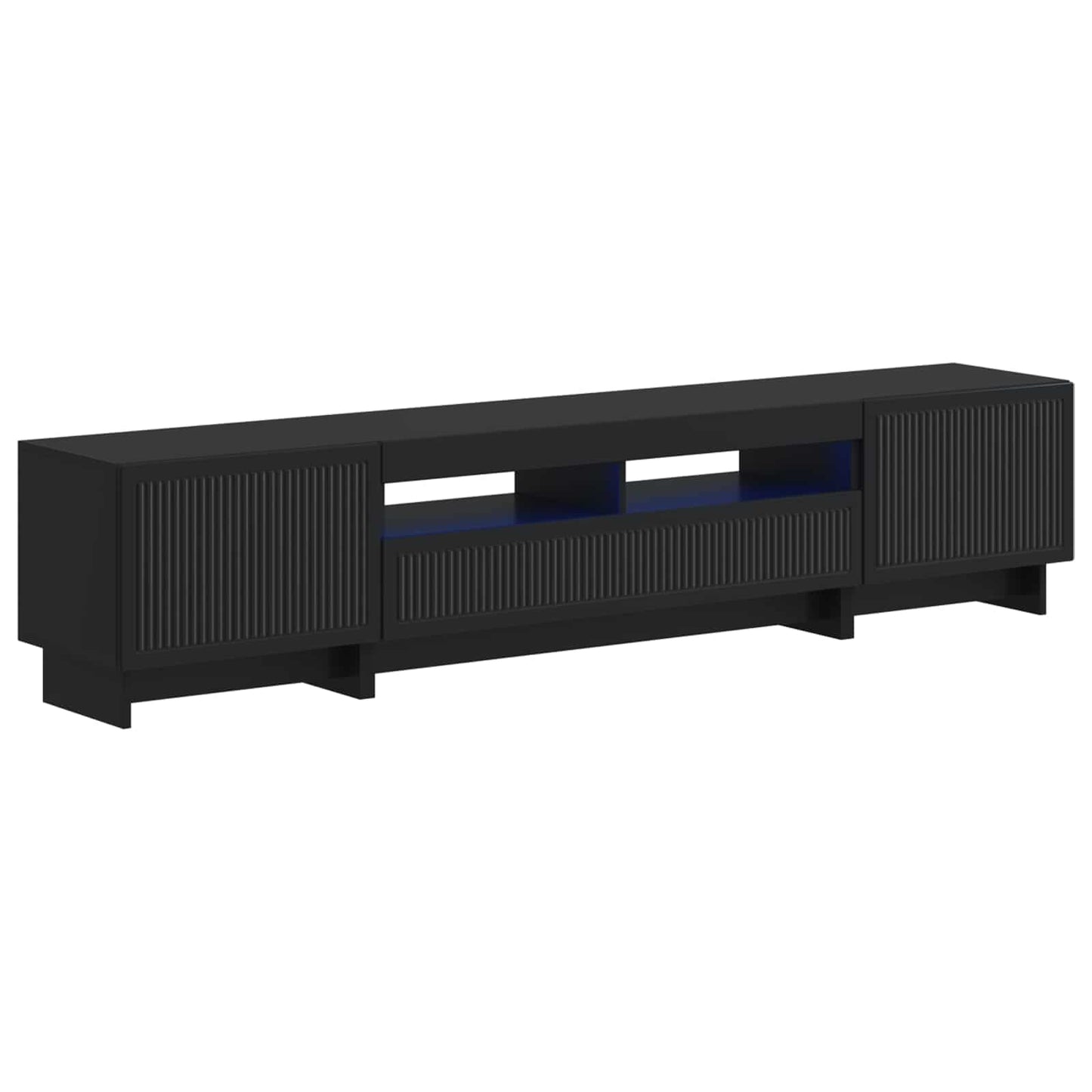 5 Piece LED TV Cabinet Black Engineered Wood