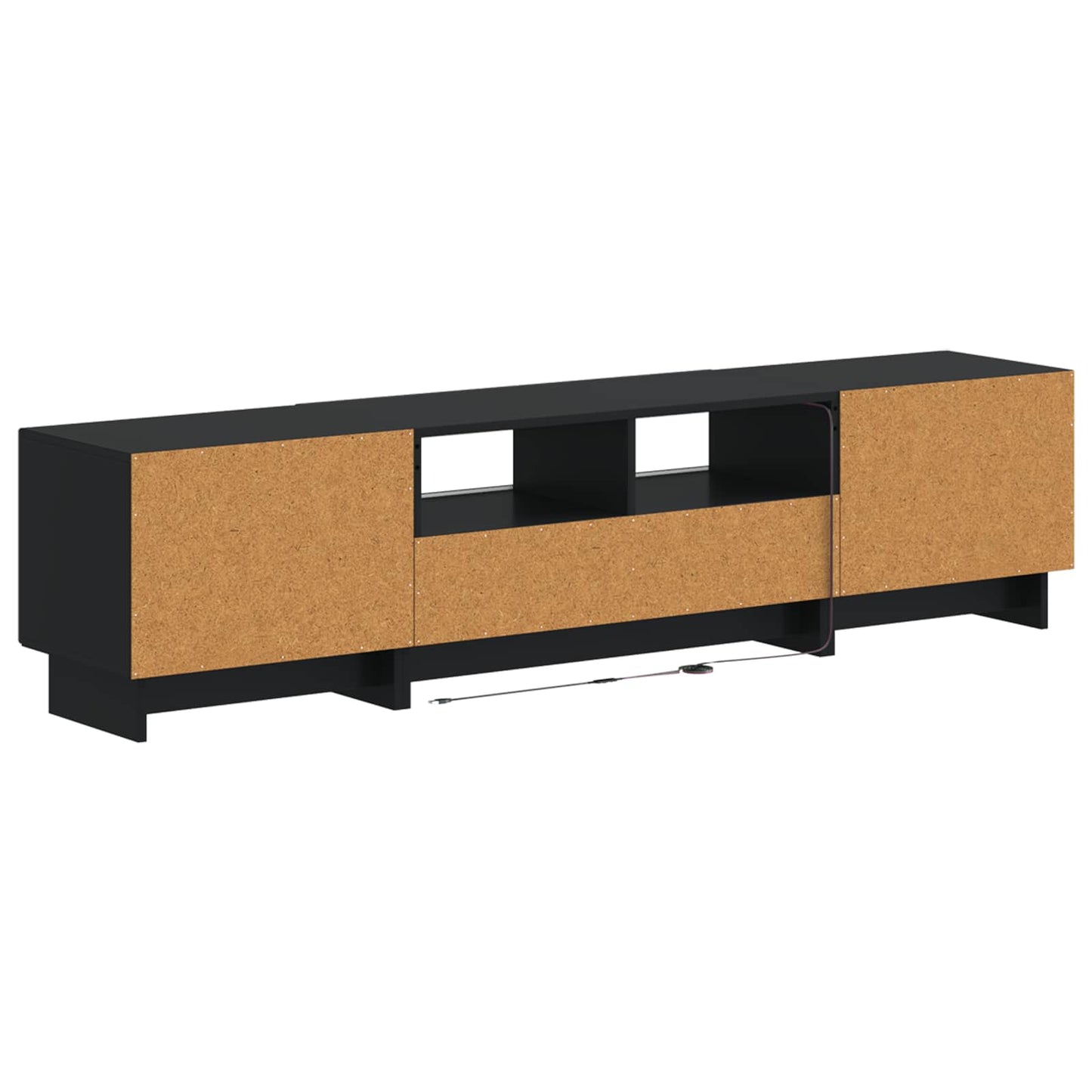 5 Piece LED TV Cabinet Black Engineered Wood
