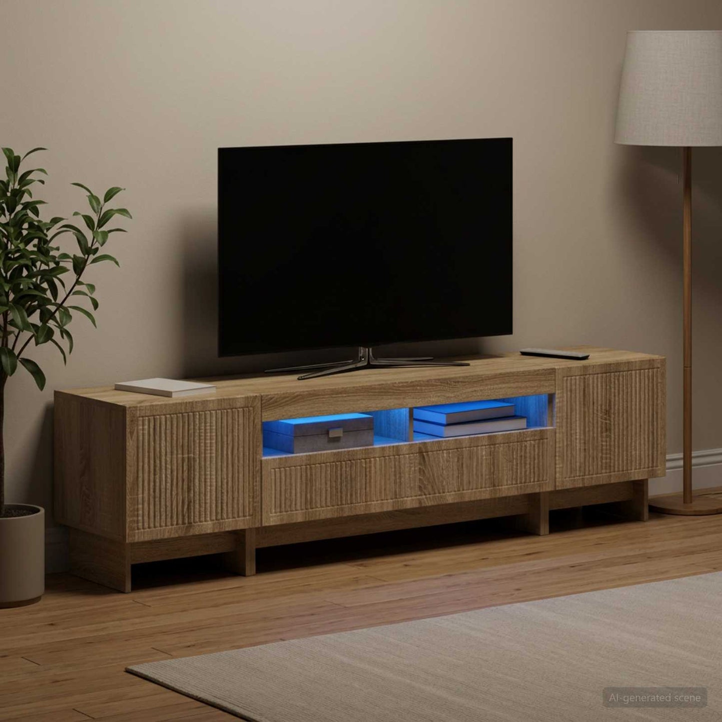 5 Piece LED TV Cabinet Sonoma Oak Engineered Wood