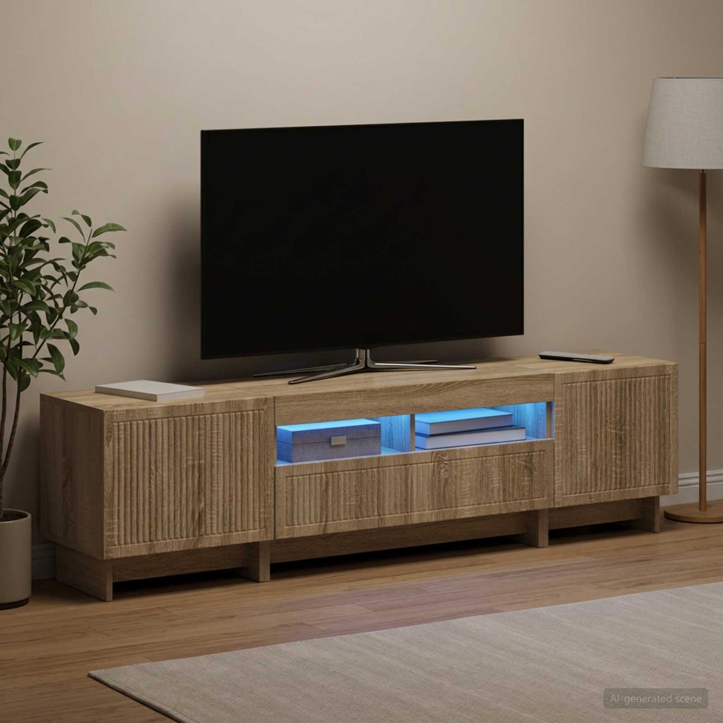 5 Piece LED TV Cabinet Sonoma Oak Engineered Wood