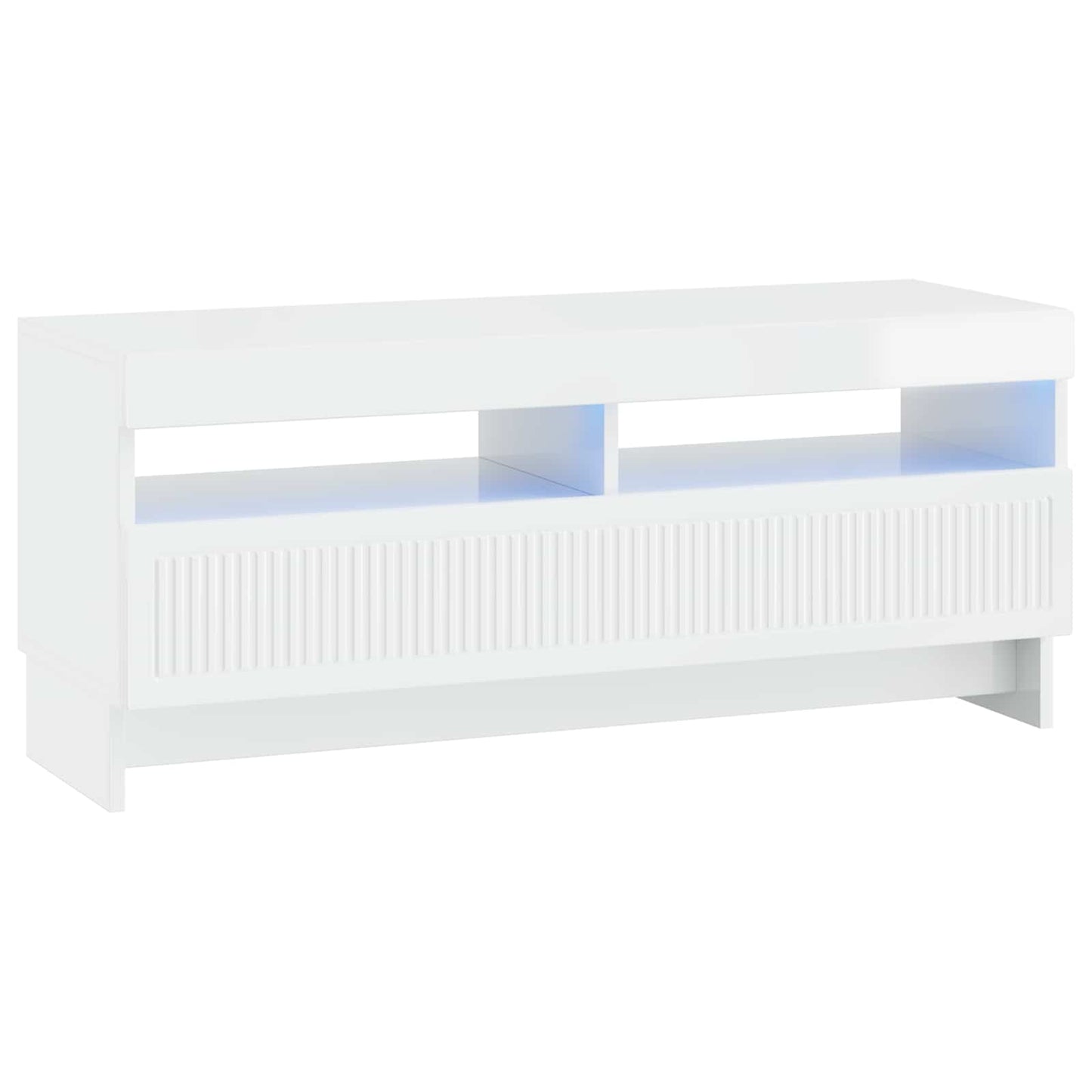 5 Piece LED TV Cabinet High Gloss White Engineered Wood