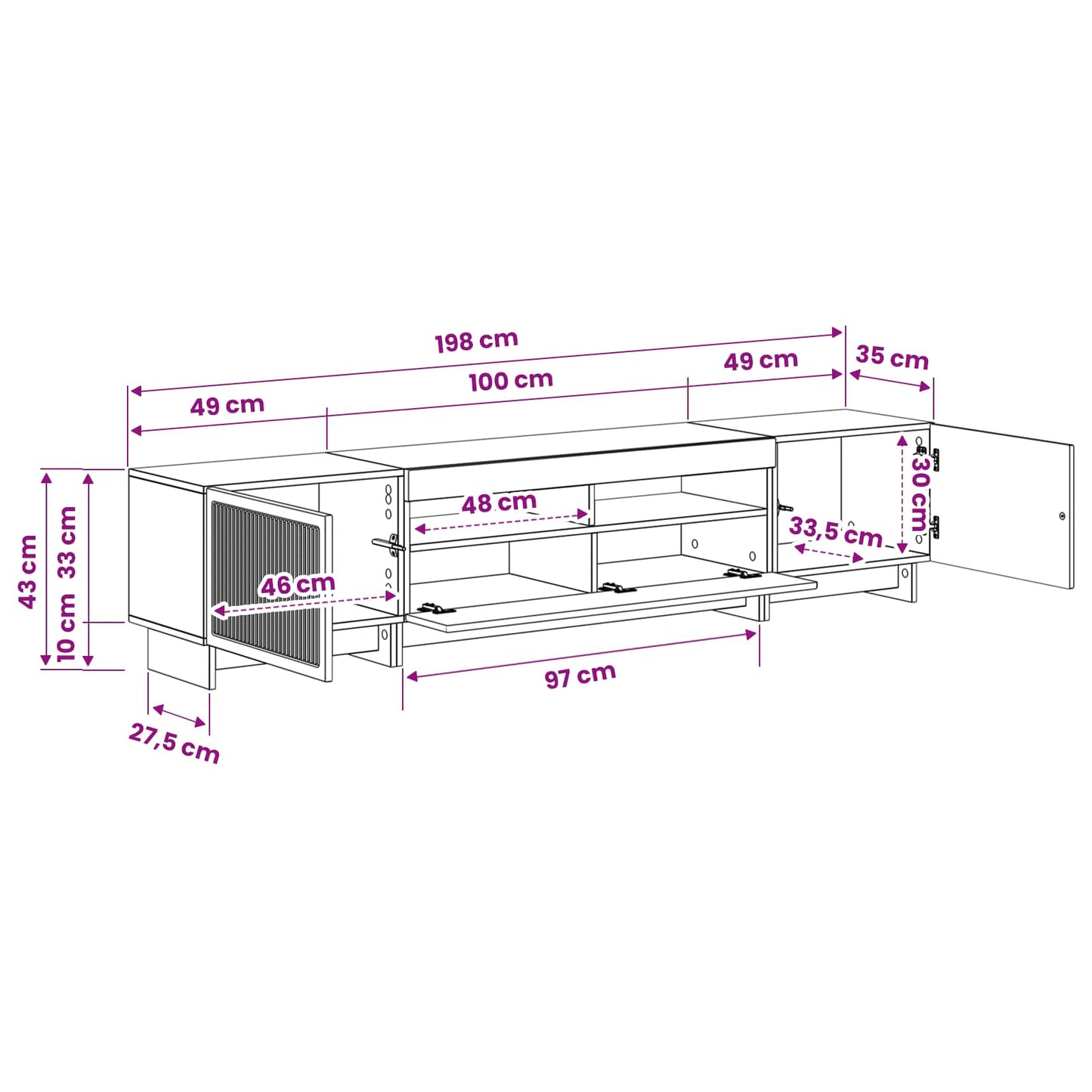 5 Piece LED TV Cabinet Smoked Oak Engineered Wood