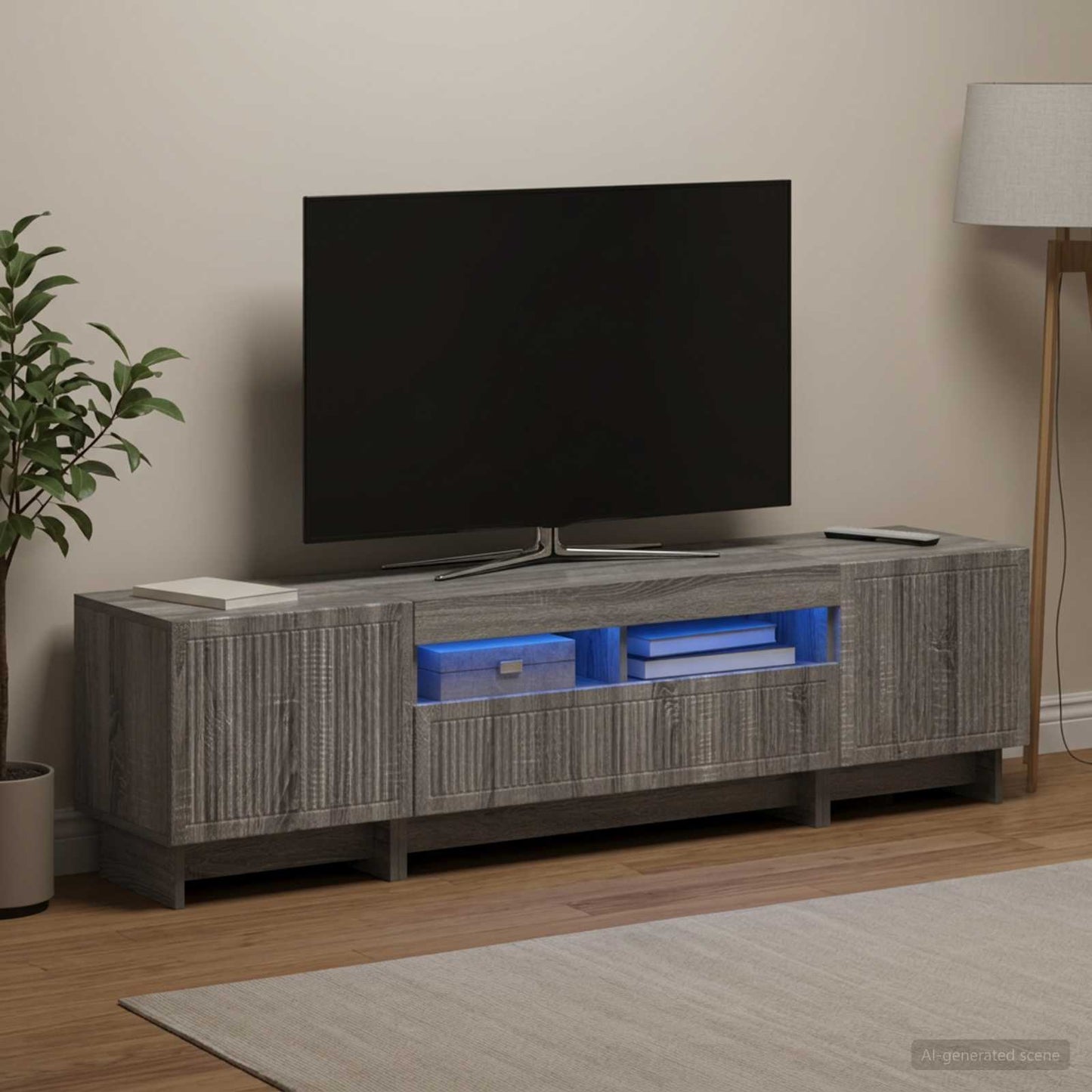 5 Piece LED TV Cabinet Grey Sonoma Engineered Wood