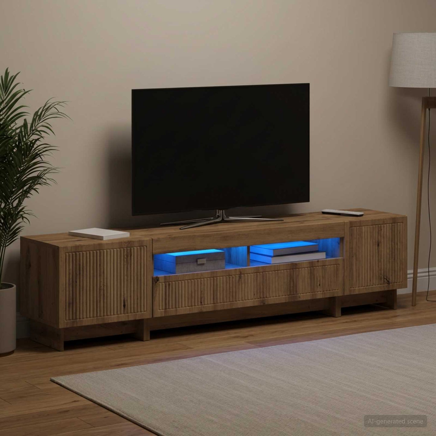 5 Piece LED TV Cabinet Artisan Oak Engineered Wood