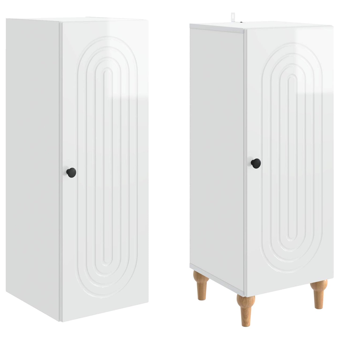 Cabinet Set 2 pcs High Gloss White Engineered Wood