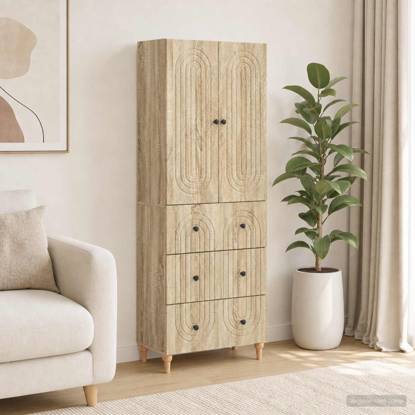 Cabinet Set 2 pcs 66 x 34.5 x 90 cm Engineered Wood