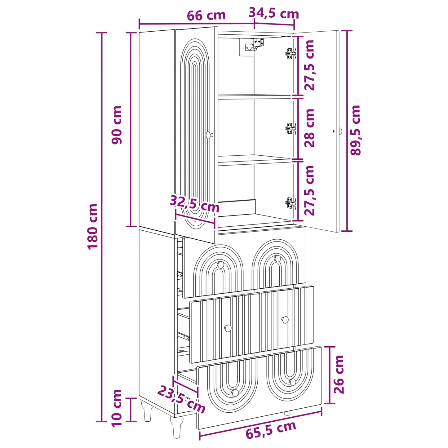 Cabinet Set 2 pcs 66 x 34.5 x 90 cm Engineered Wood