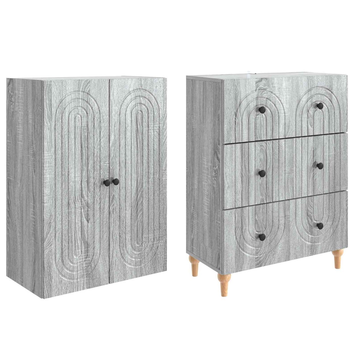 Cabinet Set 2 pcs Grey Sonoma 66 x 34.5 x 90 cm Engineered Wood