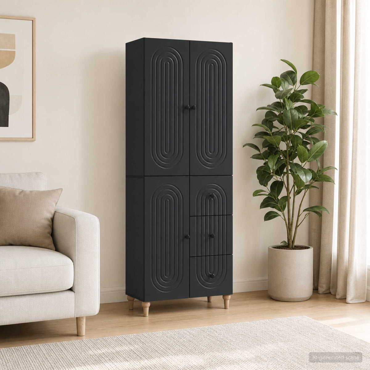 Cabinet Set 2 pcs Black Engineered Wood