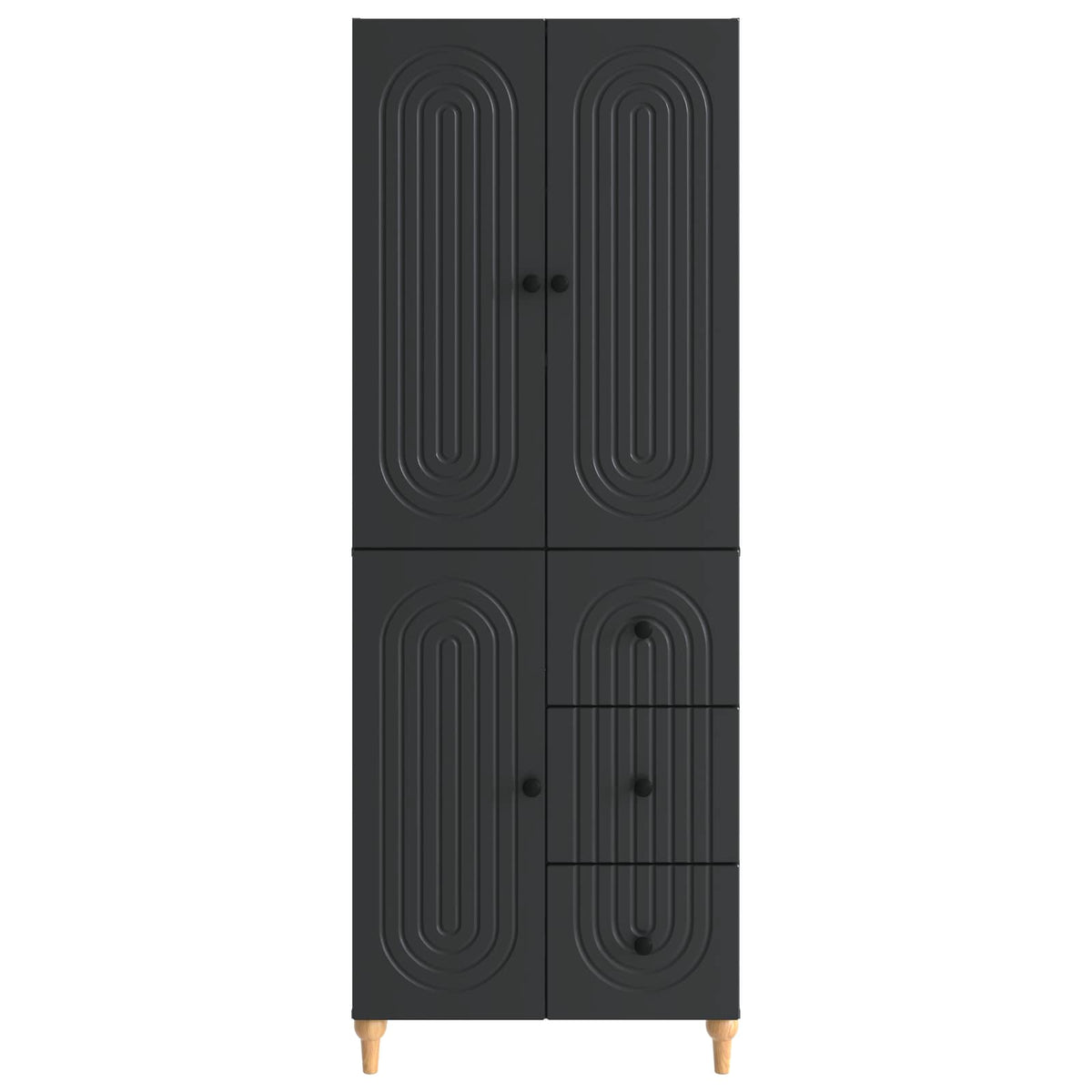 Cabinet Set 2 pcs Black Engineered Wood