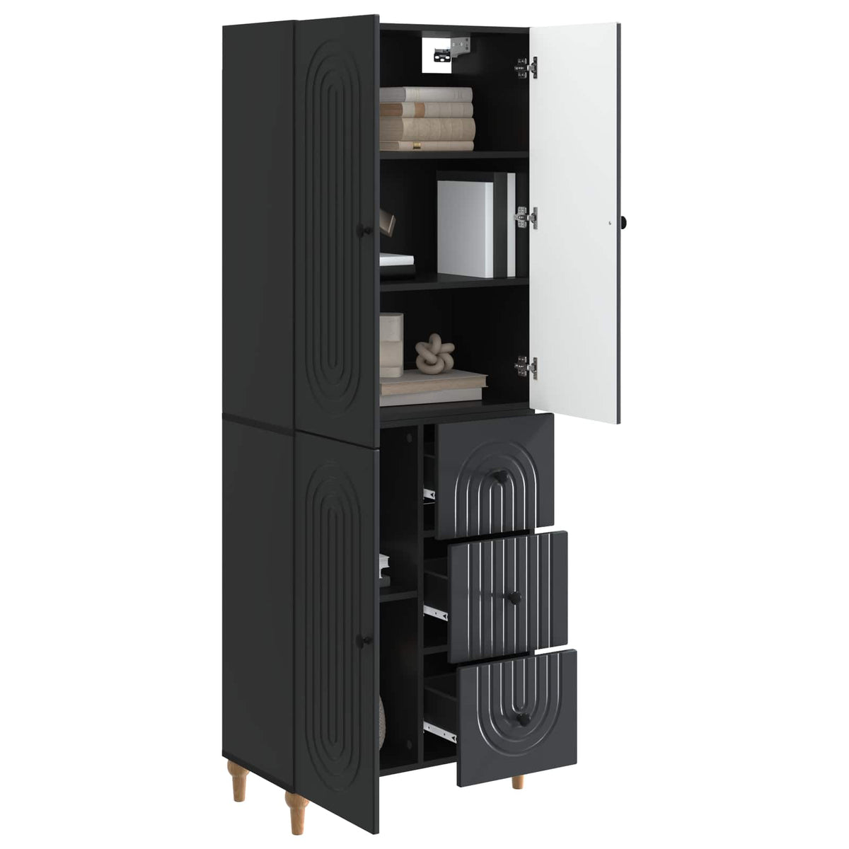 Cabinet Set 2 pcs Black Engineered Wood