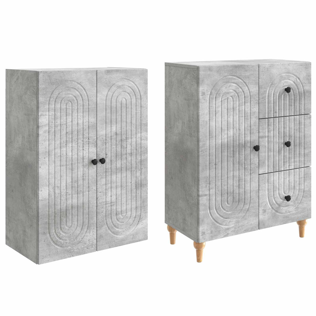 Cabinet Set 2 pcs Concrete Grey Engineered Wood