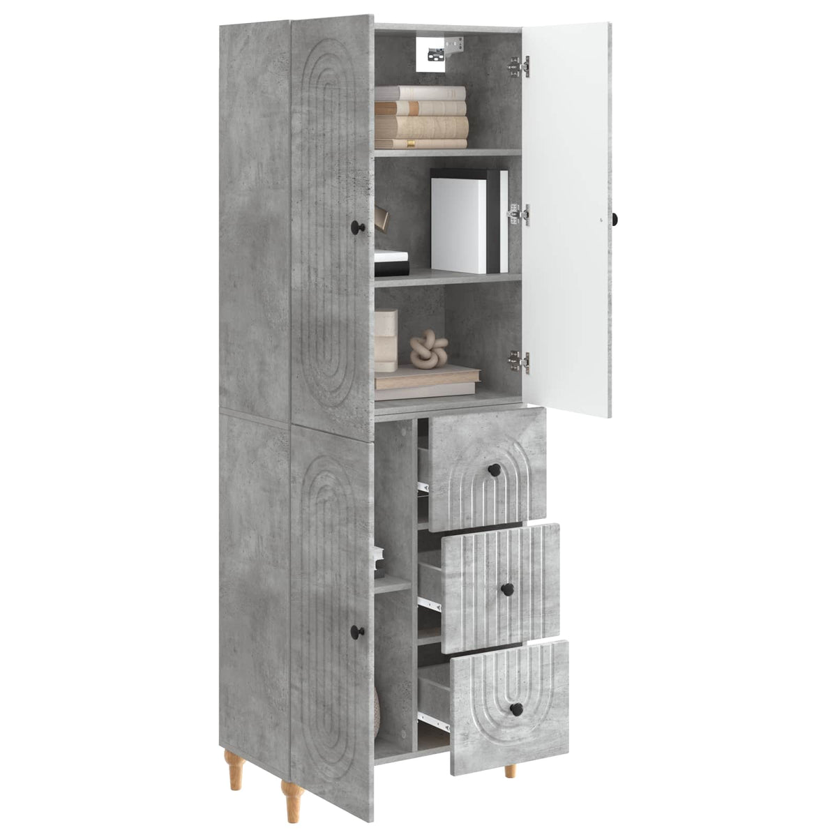 Cabinet Set 2 pcs Concrete Grey Engineered Wood