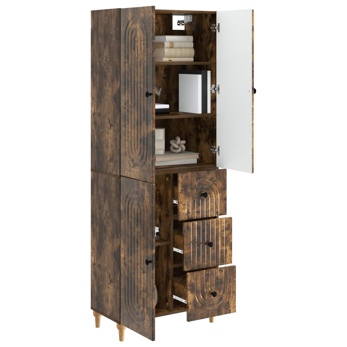 Cabinet Set 2 pcs Smoked Oak Engineered Wood