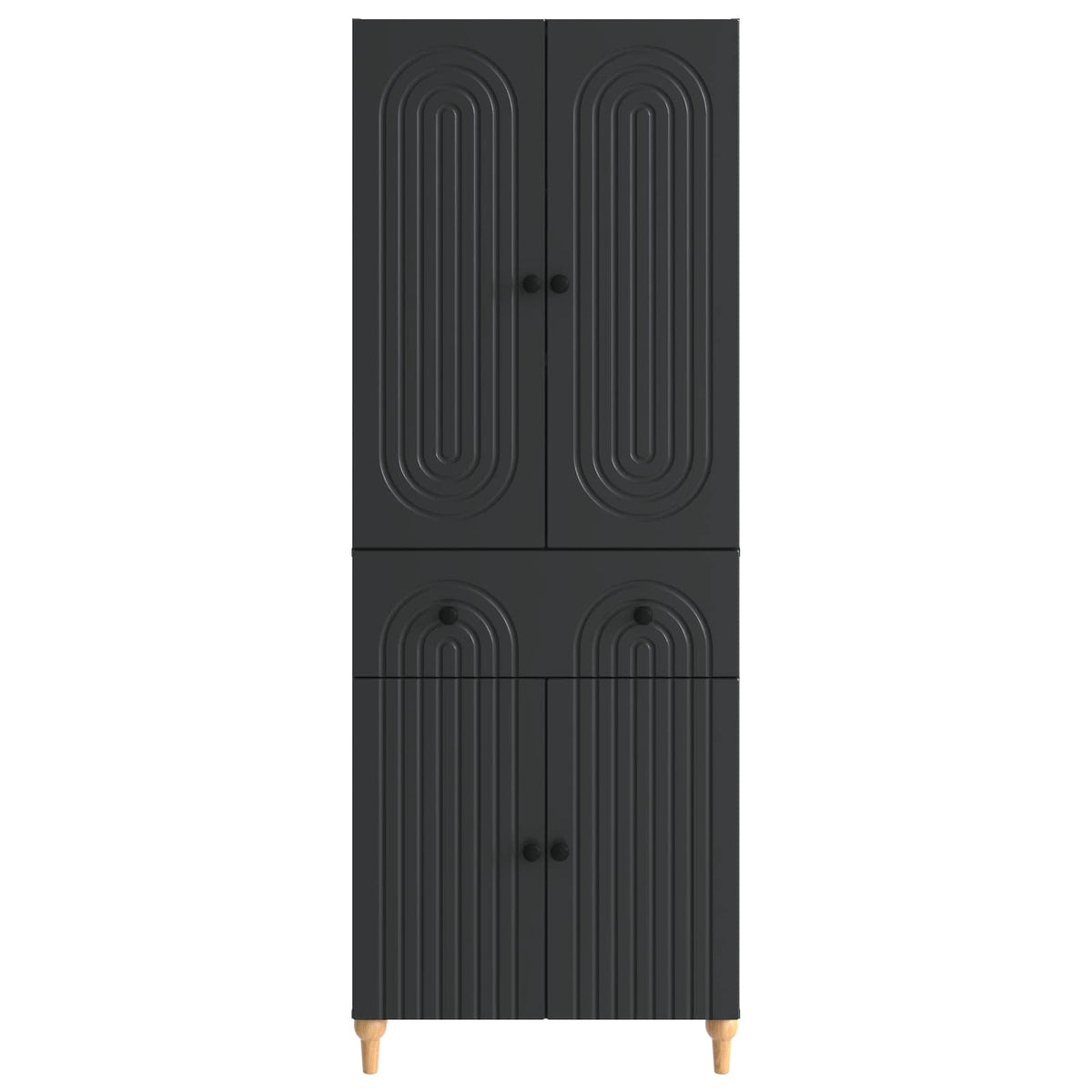 Cabinet Set 2 pcs Black Engineered Wood