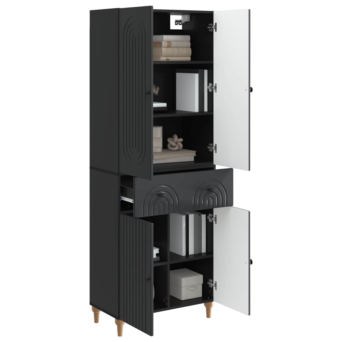 Cabinet Set 2 pcs Black Engineered Wood