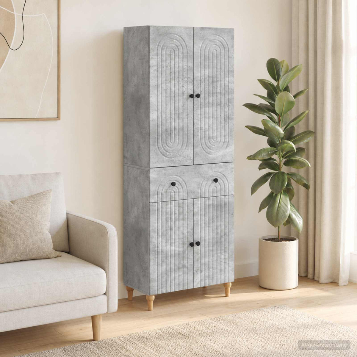 Cabinet Set 2 pcs Concrete Grey Engineered Wood