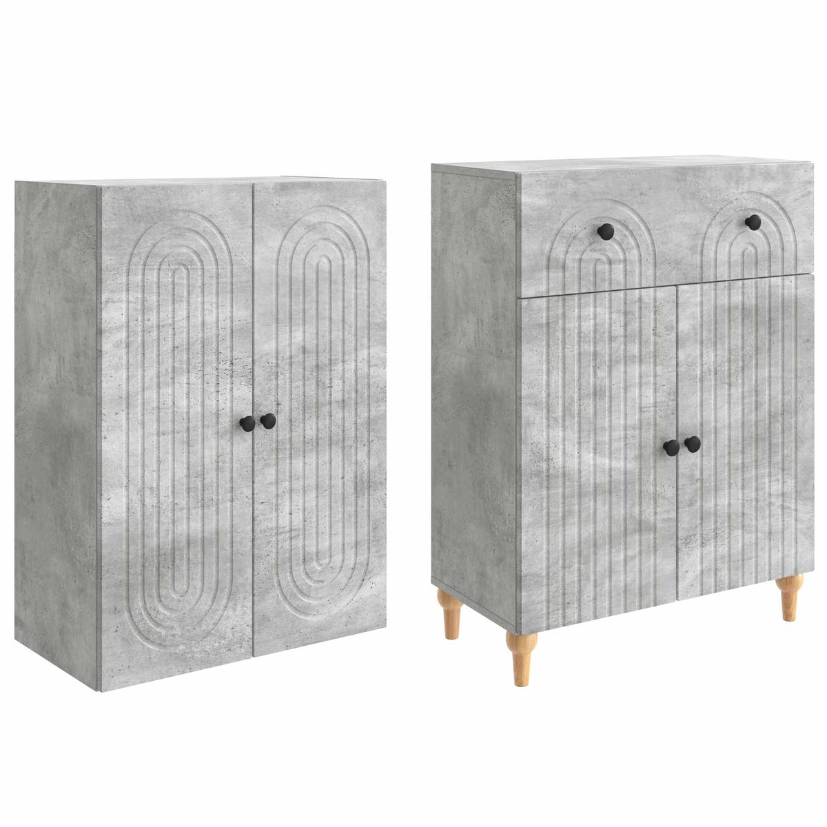 Cabinet Set 2 pcs Concrete Grey Engineered Wood