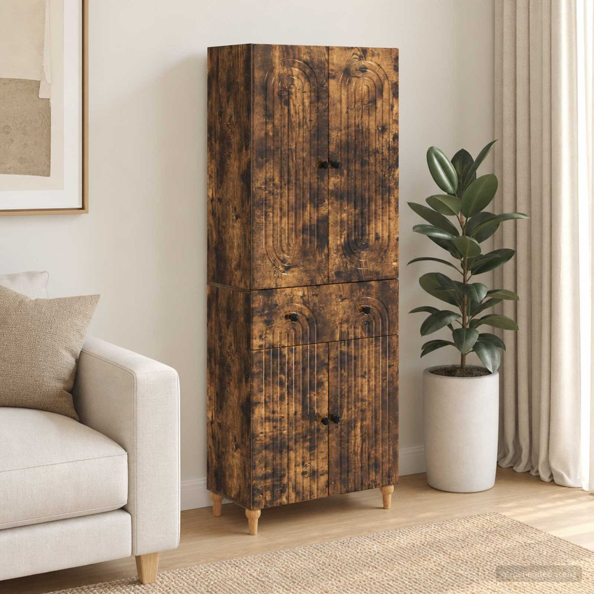 Cabinet Set 2 pcs Smoked Oak Engineered Wood