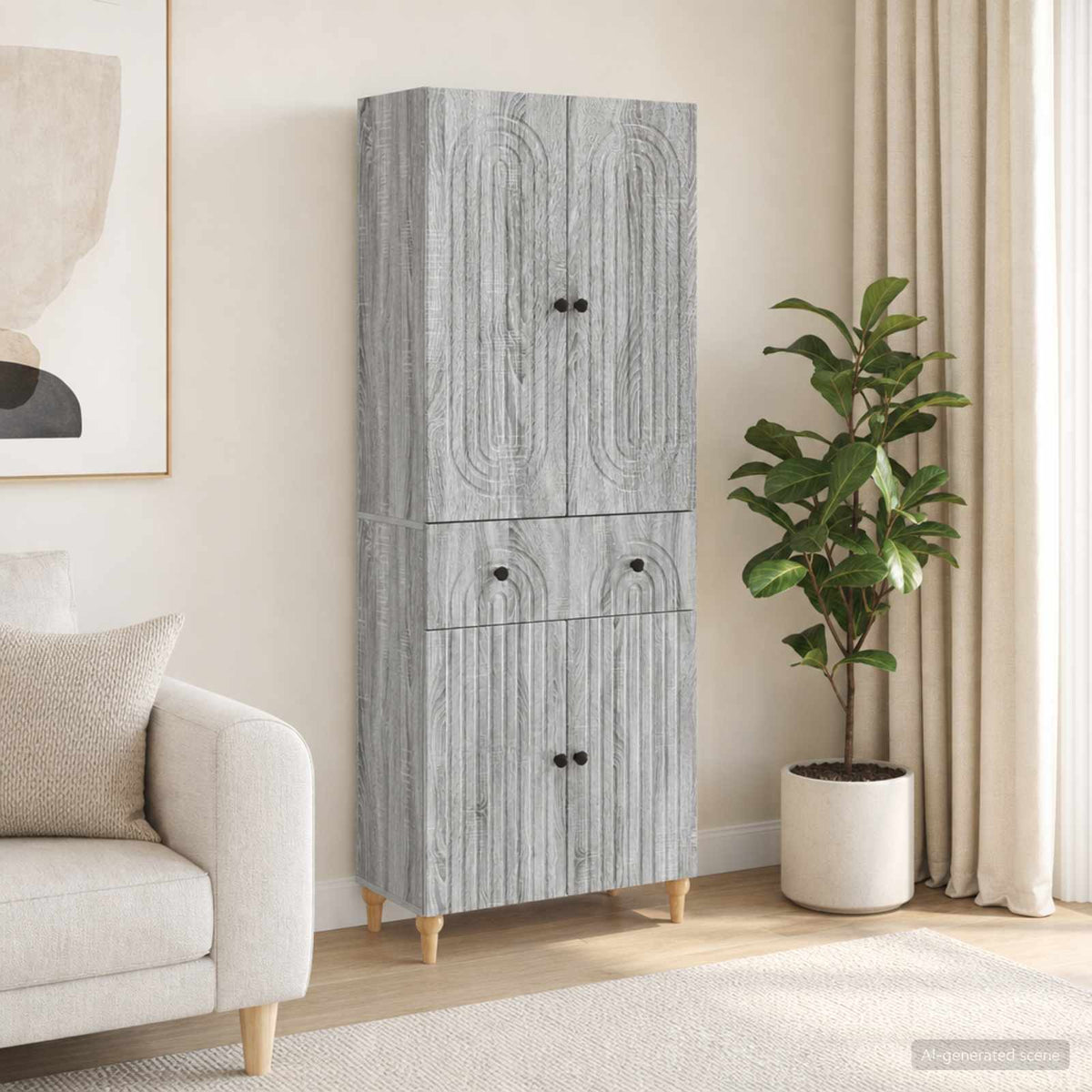 Cabinet Set 2 pcs Grey Sonoma Engineered Wood