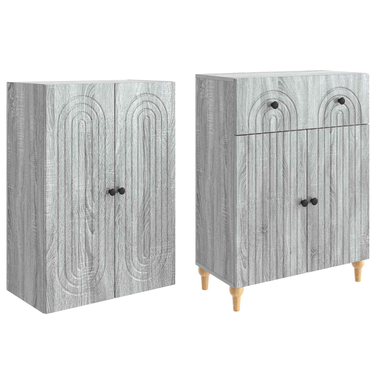 Cabinet Set 2 pcs Grey Sonoma Engineered Wood