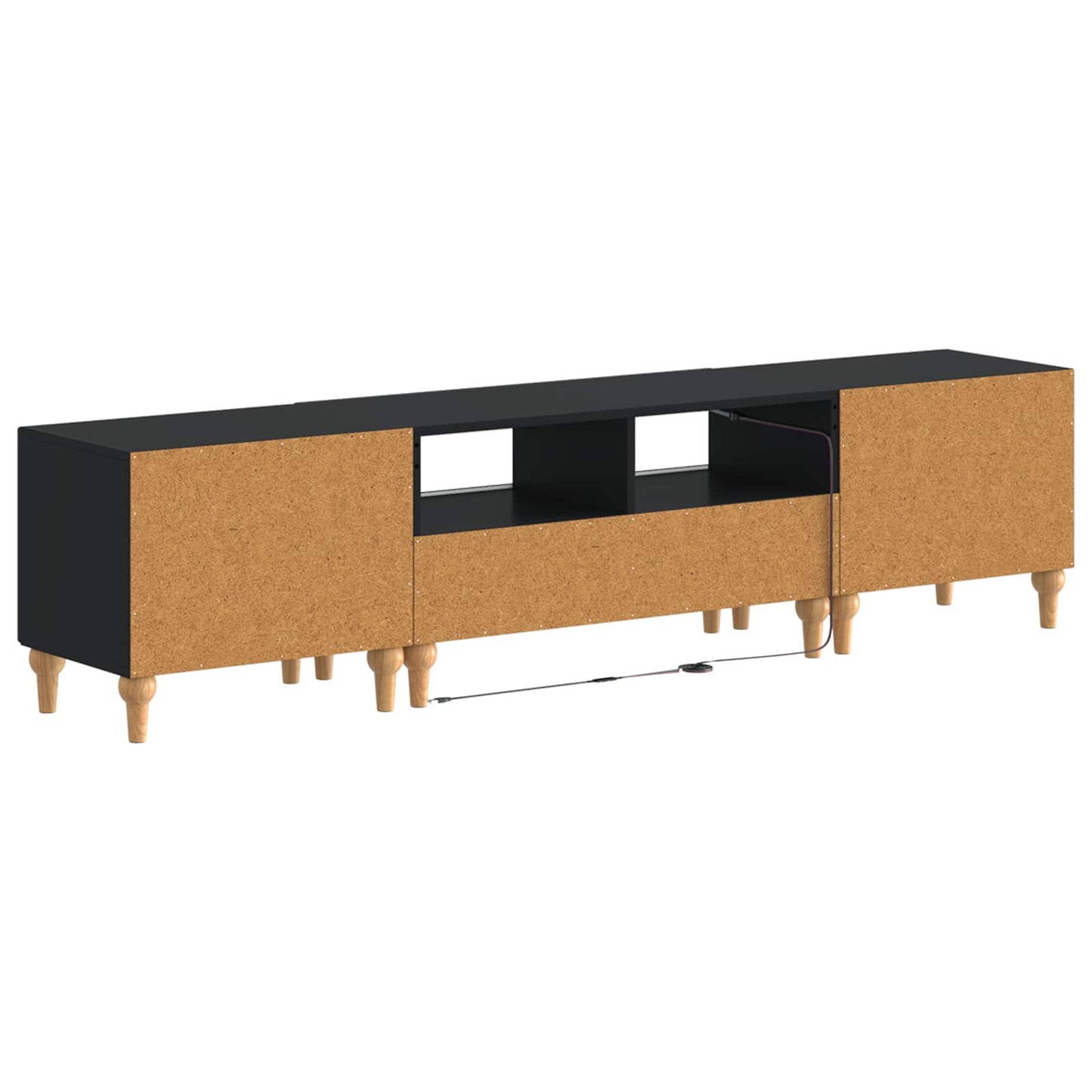 3 Piece LED TV Cabinet Black Engineered Wood