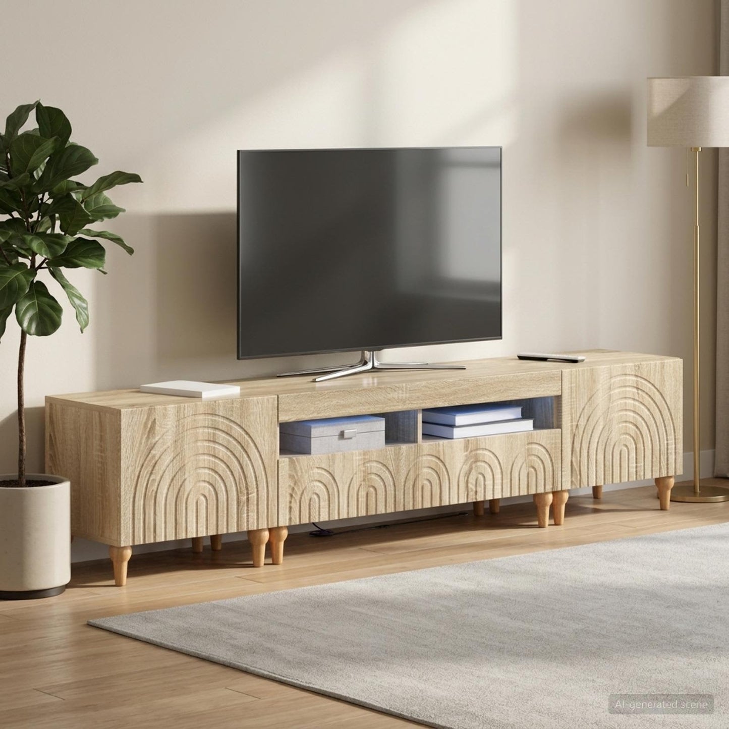 3 Piece LED TV Cabinet Sonoma Oak Engineered Wood