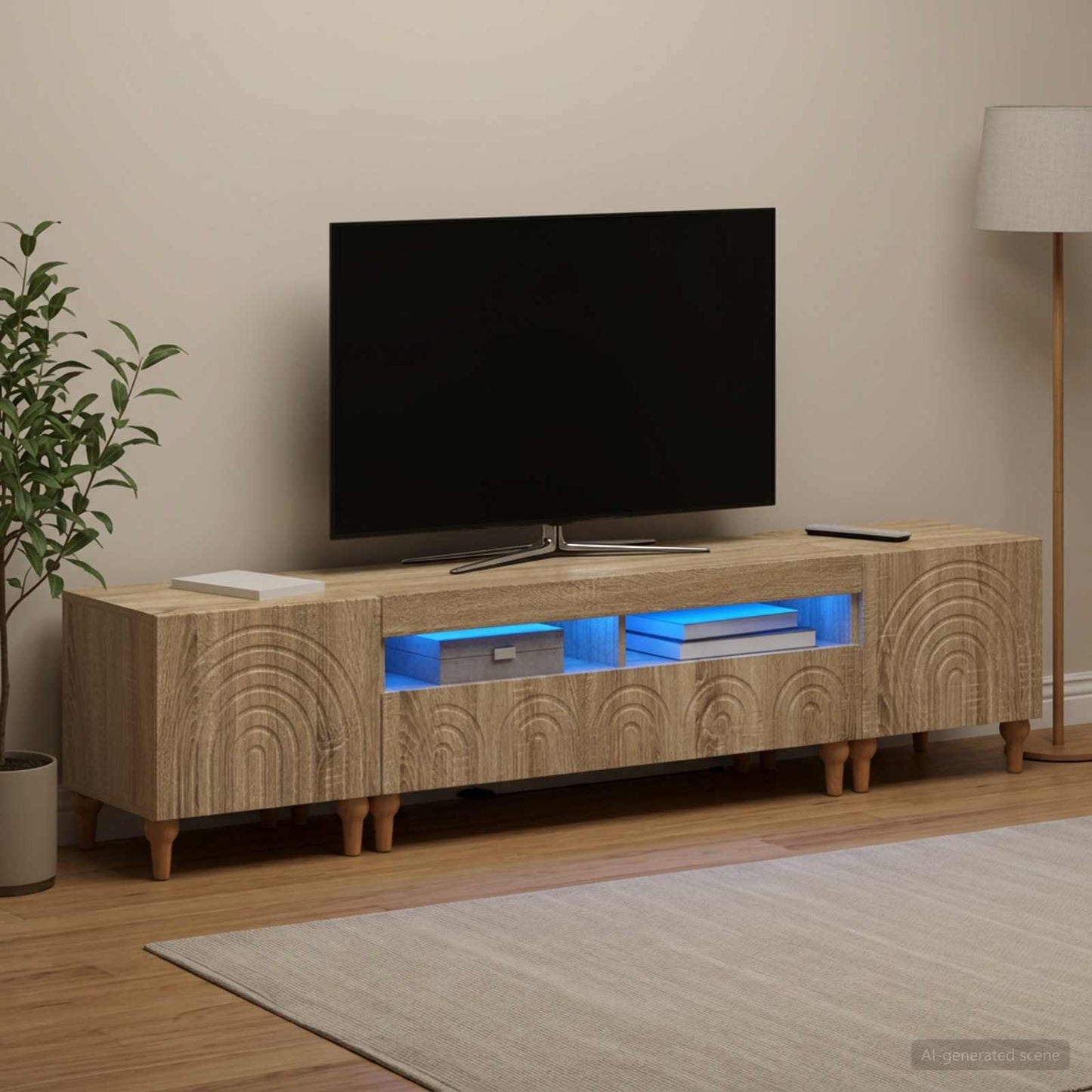 3 Piece LED TV Cabinet Sonoma Oak Engineered Wood