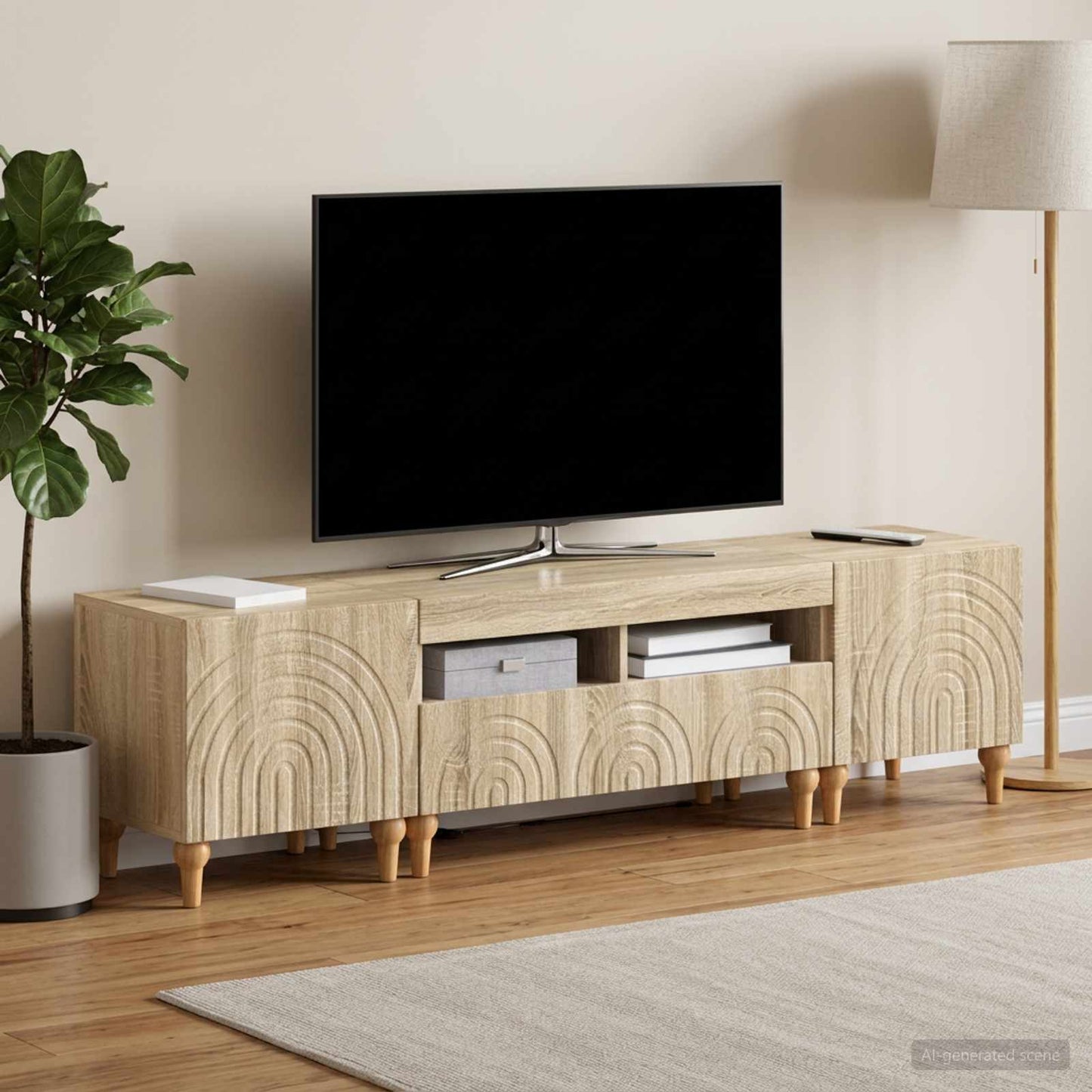 3 Piece LED TV Cabinet Sonoma Oak Engineered Wood