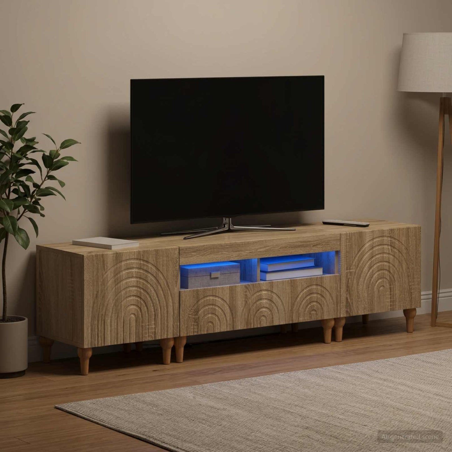 3 Piece LED TV Cabinet Sonoma Oak Engineered Wood