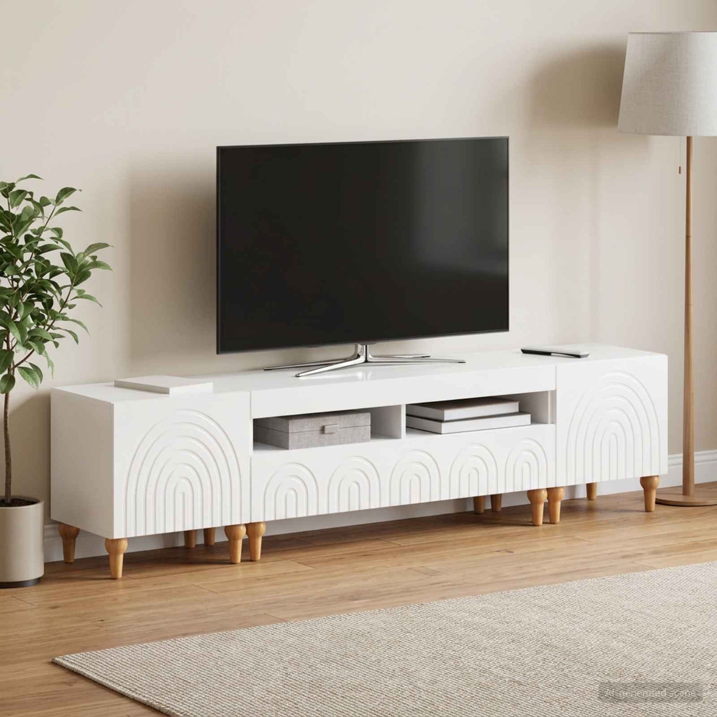 3 Piece LED TV Cabinet High Gloss White Engineered Wood