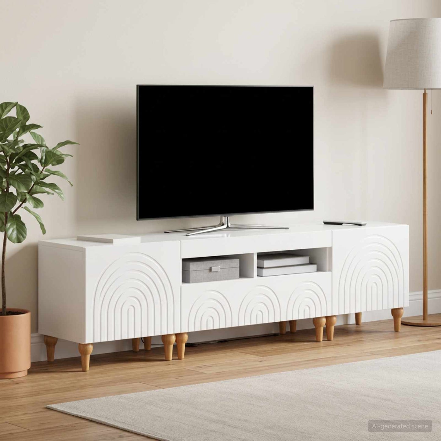 3 Piece LED TV Cabinet High Gloss White Engineered Wood