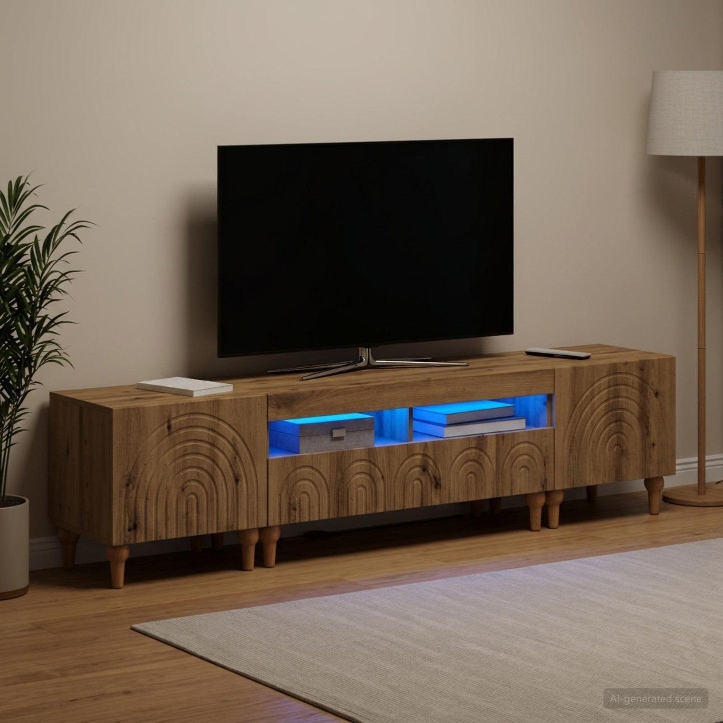 3 Piece LED TV Cabinet Artisan Oak Engineered Wood