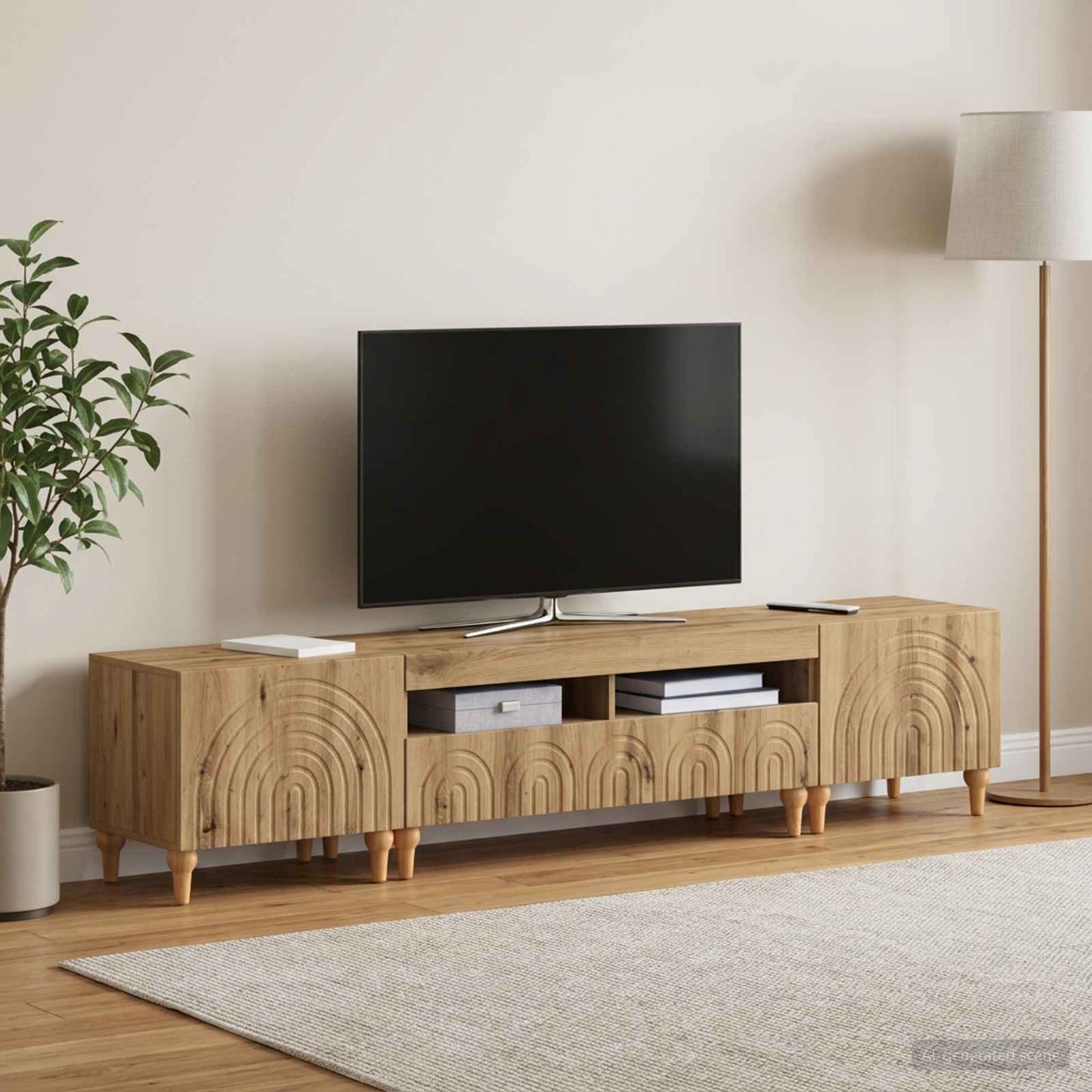 3 Piece LED TV Cabinet Artisan Oak Engineered Wood