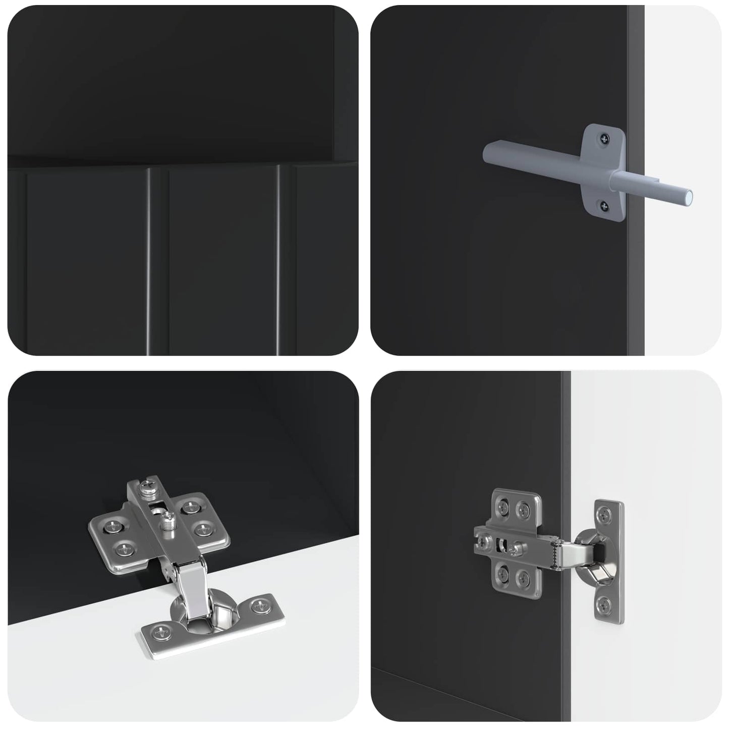 5 Piece LED TV Cabinet Black Engineered Wood