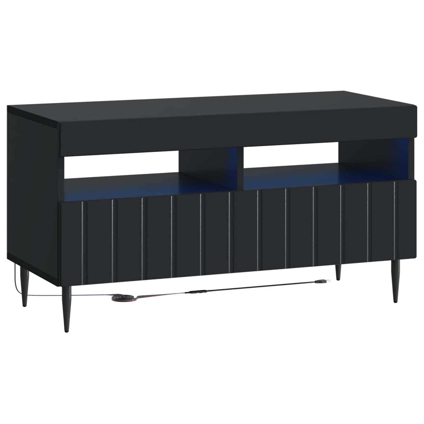 5 Piece LED TV Cabinet Black Engineered Wood