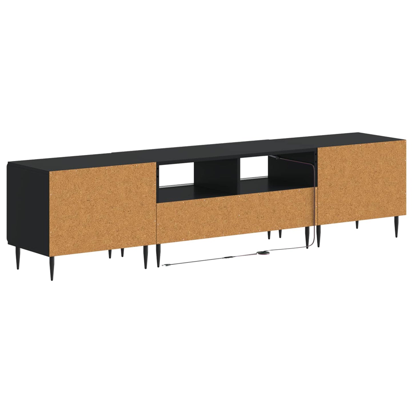 5 Piece LED TV Cabinet Black Engineered Wood